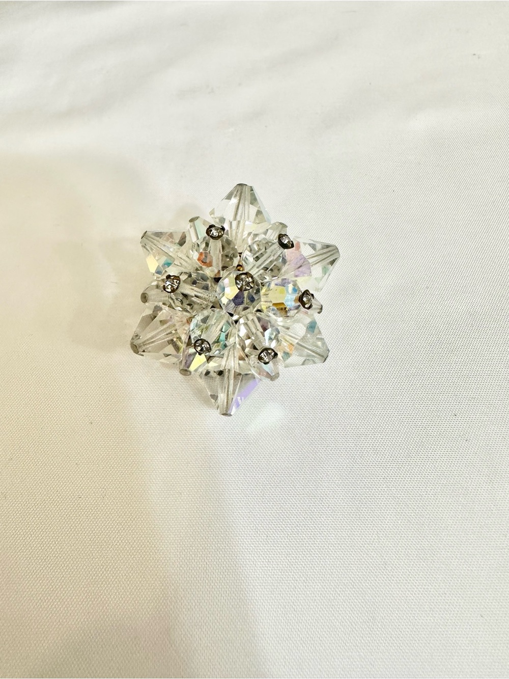 Vintage AB Crystal Starburst Brooch - Sparkling Accent